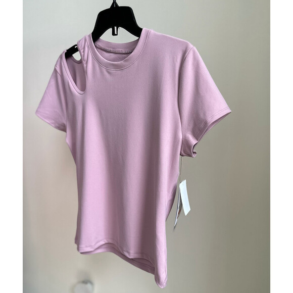 Nine West Cutout Shoulder Shadow Activewear T-Shirt In Mauve Size M - Picture 9 of 10